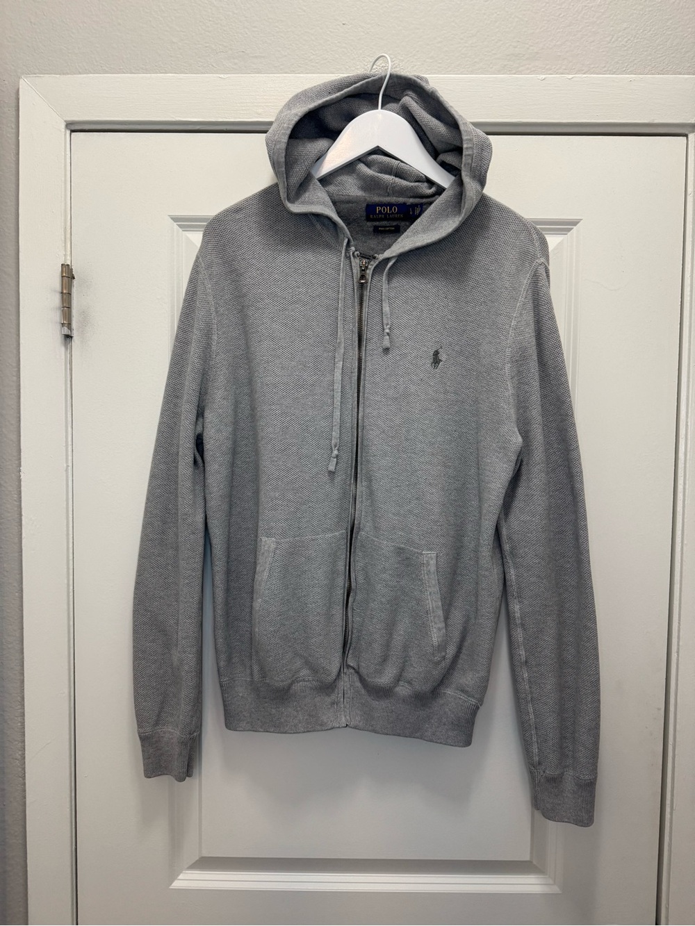 Polo Ralph Lauren Pima Cotton Hoodie Lightweight Gray Full Zip